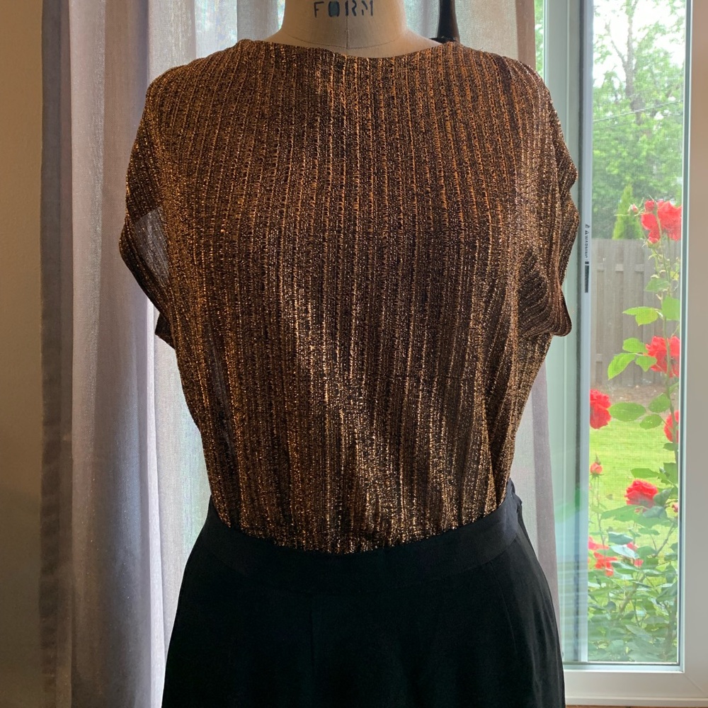 Vintage 1970s Metallic Bronze Top & Jacket set by R & K Separates